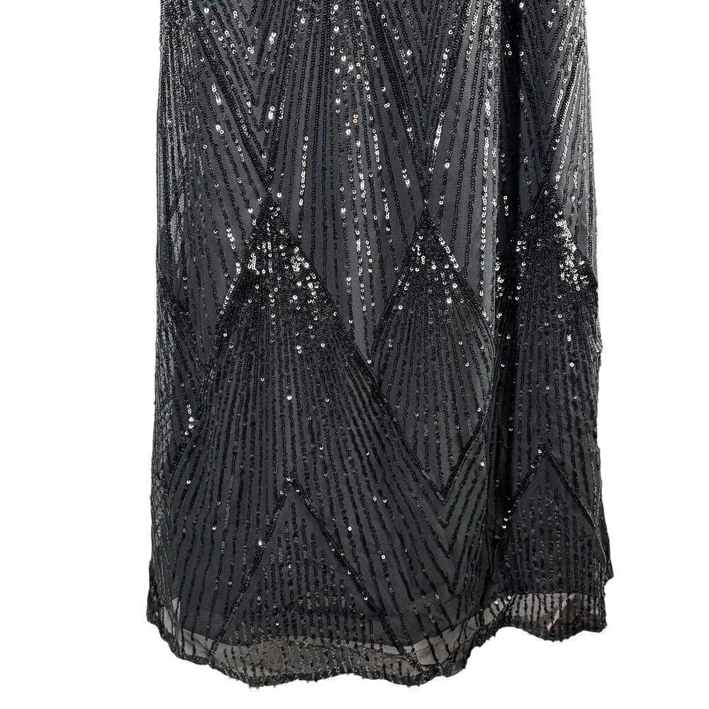 Teri Jon by Rickie Freeman Strapless Geometric Sequined Gown Black US 12 Formal - Picture 15 of 15